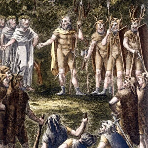 Meeting of Celts. 19th century engraving