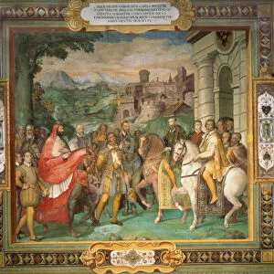 The meeting of Holy Roman Emperor Charles V and Alessandro Farnese in 1544 (fresco)