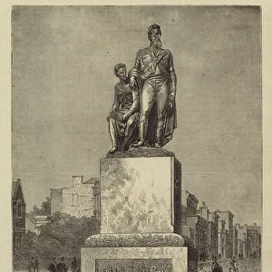 Melbourne Illustrated, Monument to Burke and Wills, the Explorers, Collins Street (engraving)