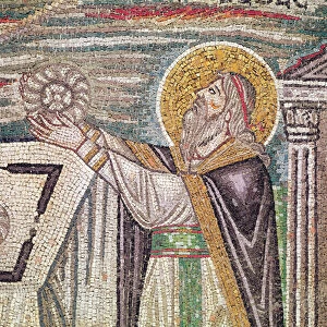 Melchisedech offers Bread at the Altar, detail of the lunette on the South wall depicting