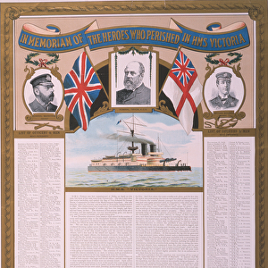In Memoriam of the Heroes who Perished in HMS Victoria, c. 1893 (colour litho)