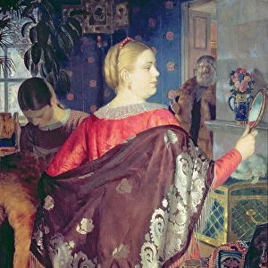 Merchants woman with a mirror (oil on canvas)