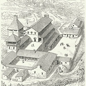 Merovingian royal palace (engraving)