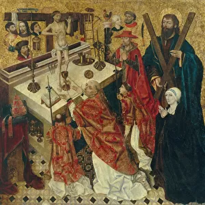 Messe de saint Gregoire - The Mass of Saint Gregory the Great - Peinture de Diego de la Cruz (active 1482-1500) - before 1480 - Oil on wood - 168x168 - Museu Nacional d Art de Catalunya, Barcelona