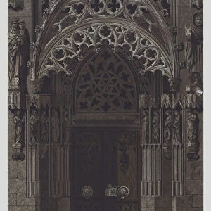 Middle Ages, Gothic, Bridal door of st sebaldus church, Nuremberg (colour litho)