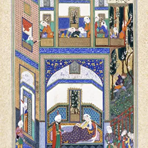 Mihrab Hears of Rudabehs Folly, c. 1500-1540s (w / c & gilt on paper)