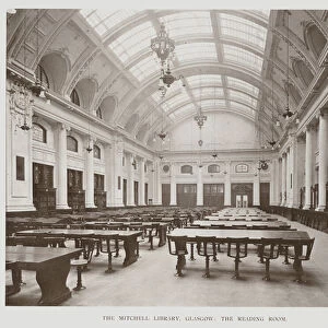 The Mitchell Library, Glasgow, The Reading Room (b / w photo)