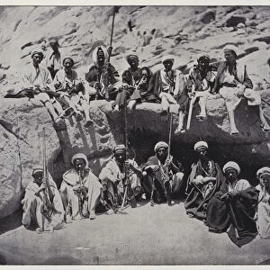 Moabiton types, Armed Bedouins (b / w photo)
