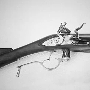 Modern replica of the Ferguson Rifle showing the screw breech lowered for loading