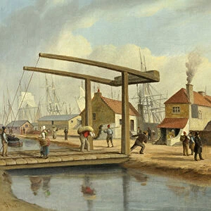 The Monmouthshire Canal at Newport, 1800-1850 (oil on canvas)