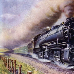 A monster American goods train (litho)