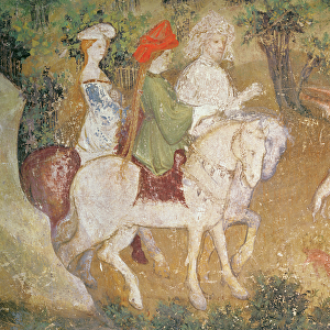 The Month of September, detail of the departure for the hunt, c. 1400 (fresco)