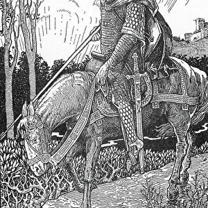 Mordred (Modred) wounds after the battle of Camlann against his father King Arthur (Mordred wounded after the battle of Camlann) Illustration by Louis Rhead (1858-1926) from "King Arthur and his knights" 1923 Private collection