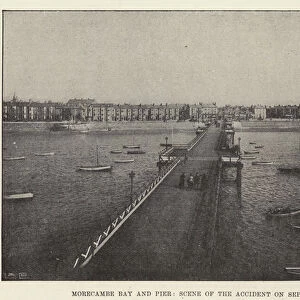 Morecambe Bay and Pier, Scene of the Accident on 9 September (b / w photo)