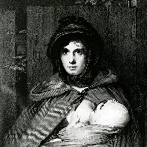 A mother breastfeeding her Baby (engraving)
