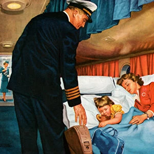 Mother and Daughter Asleep on an Airplane, 1956 (screen print)