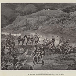 A Mountain Battery in Action in the Chitral Expedition, 1895 (litho)