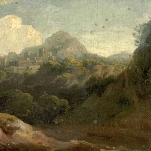 Mountainous Landscape, Morning (oil on wood)