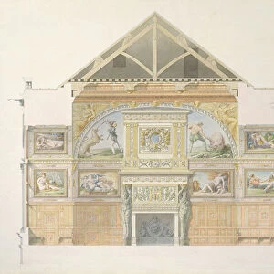 Ms 1014 Elevation of the ballroom at Fontainebleau, plate from an album