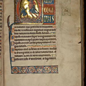 Ms 322 f. 54r, Psalm 51, initial Q, David and Goliath, illustration from the