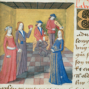 Ms Hunter 252 f. 19r Music and courting, from Les Cent Nouvelles Nouvelles