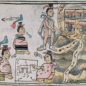 Ms Palat. 218-220 Book IX Aztecs consulting and following a map, from the Florentine