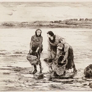 The Mussel Gatherers, 19th century (etching)