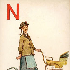 N, Nursemaid (colour litho)