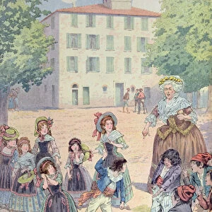Napoleon Bonaparte (1769-1821) as a child in a dispute with his comrades in front of his