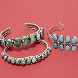 Navajo bracelets (silver and turquoise)