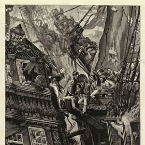 Nelson at the Battle off St Vincent, 14 February 1797 (engraving)