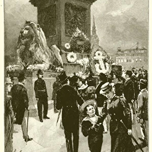 Nelson Day : Scene in Trafalgar Square, London (engraving)