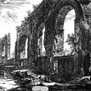 Neros Aqueduct (Arcus Neroniani) in Rome (engraving)