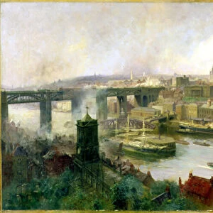Newcastle upon Tyne from Gateshead, 1895 (oil on canvas)