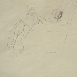 Nina Hamnett Reading, c. 1917 (pencil on paper)
