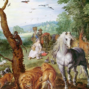 Noahs Ark, detail of the central group with horse (oil on canvas)