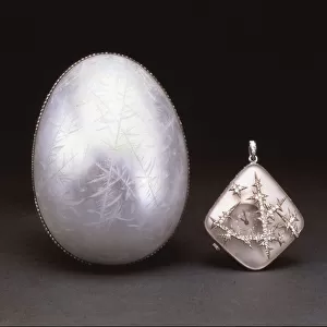 The Nobel Ice Easter Egg, c. 1910 (enamel, platinum, seed pearls, rock crystal & diamonds)
