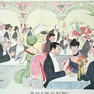 Noel Peters restaurant in Paris, 1914 (colour litho)