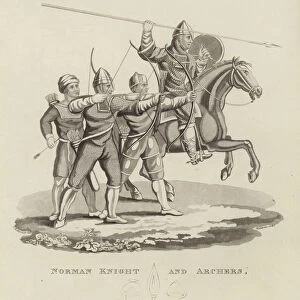 Norman knight and archers, 1066 (engraving)