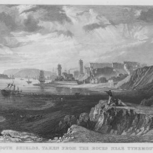 North and South Shields, taken from the rocks near Tynemouth (engraving)
