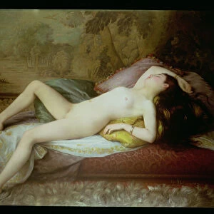 Nude lying on a chaise longue (oil on canvas)