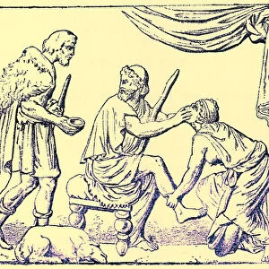 Odysseus recognised by his nurse, illustration from History of Greece by Victor Duruy, published 1890 (digitally enhanced image)