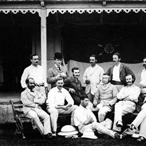 Old Harrovian Cricket 11 in India, 1878 (b / w photo)