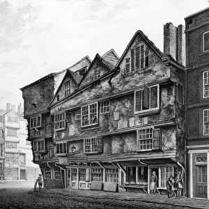 Old houses and shopfronts on Chancery Lane, London, 1798 (engraving)