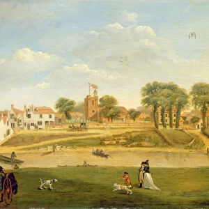 The Old Parish Church and Village, Hampton-on-Thames, Middlesex (oil on panel)