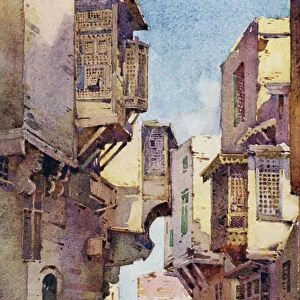 An Old Street in Cairo (colour litho)