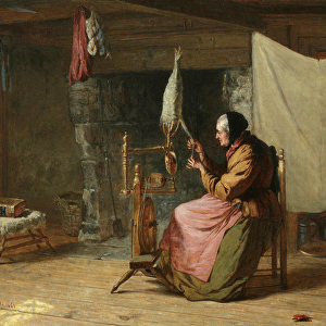 Olden Times - also known as Spinning Flax, Olden Times, 1861 (oil on canvas)
