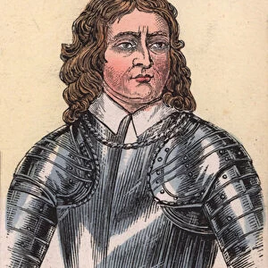 Oliver Cromwell, Protector (coloured engraving)