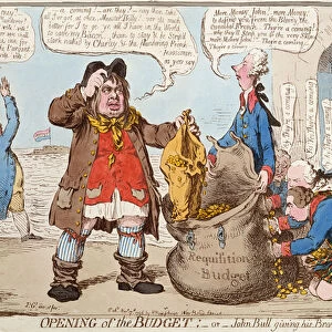 Opening of the Budget or John Bull Giving his Breeches to Save his Bacon