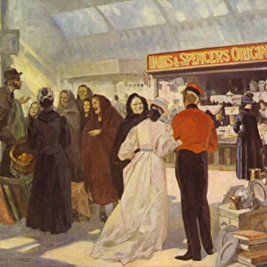 The original type of "Open Penny Bazaar"in the Public Market Hall, 1890 (colour litho)